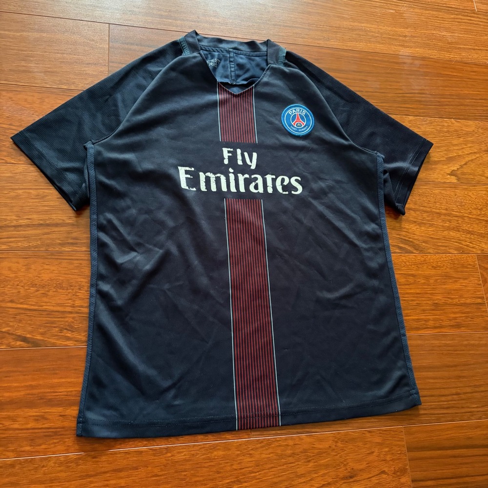 Nike PSG Cavani #9 Fly Emirates Soccer Jersey Navy Blue Large 2016-17 Home